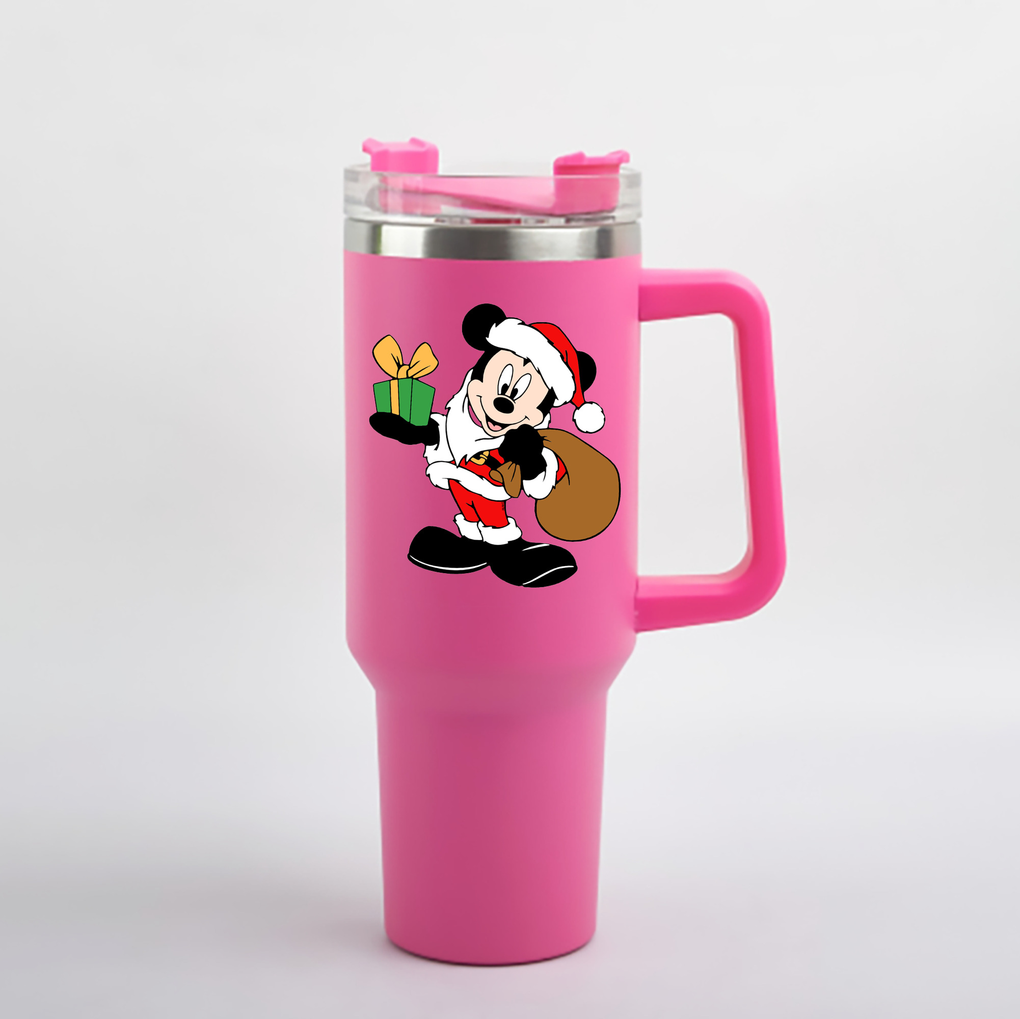 （画像用） ミッキーマウス Mickey Mouse 1200mL車用タンブラー - クリスタルステッカー（プラスチックストロー付き）